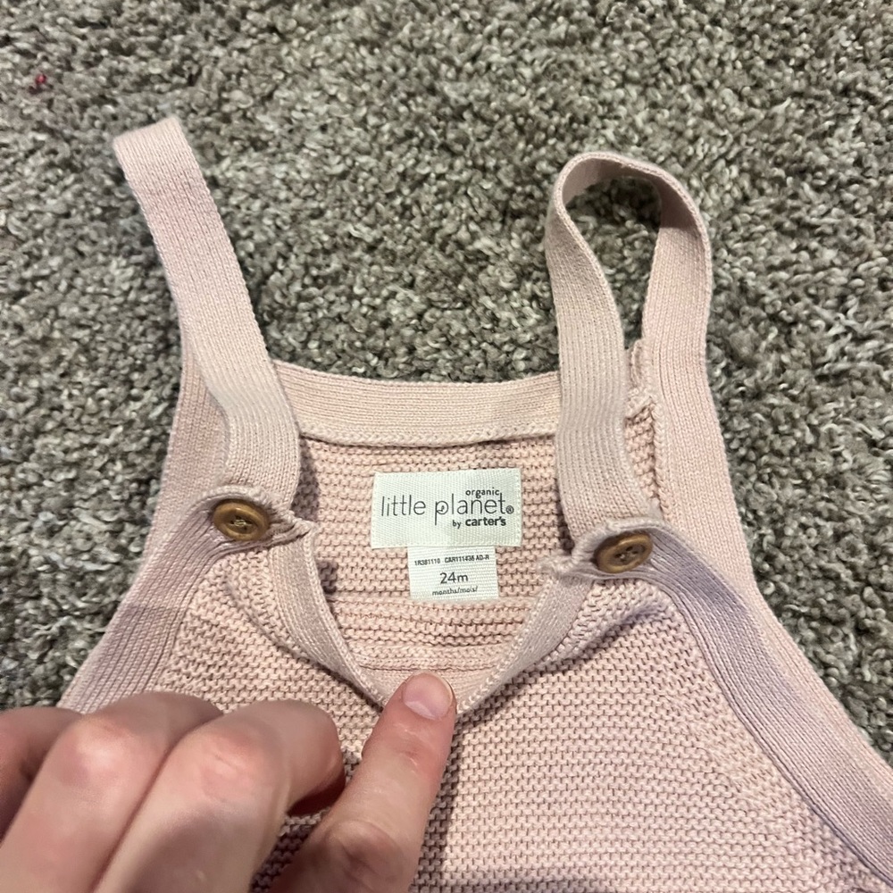 Carter'sOrganic  Light Pink Knit Overalls - Picture 2 of 2